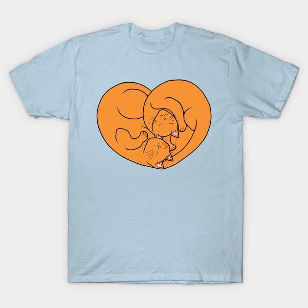Cute Ginger Orange Cat Heart T-Shirt by Art by Deborah Camp